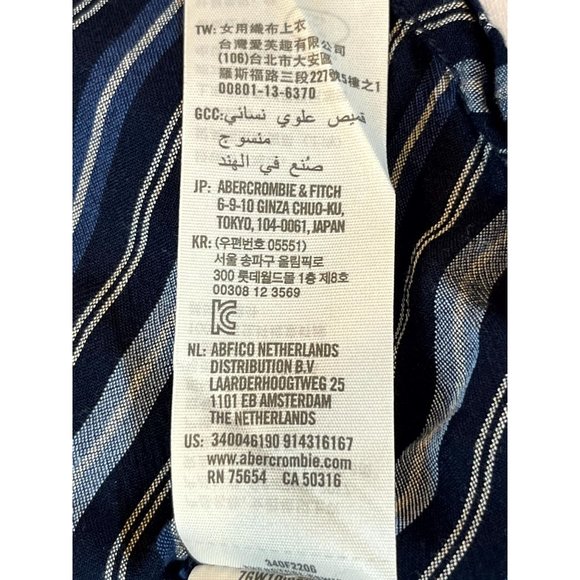 Hollister Women Tank Blouse Striped Backless Front Button V Neck Blue White S - Picture 7 of 7